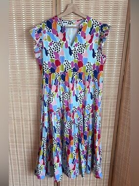 THLM Multi-Color Printed Tiered Dress Women's M